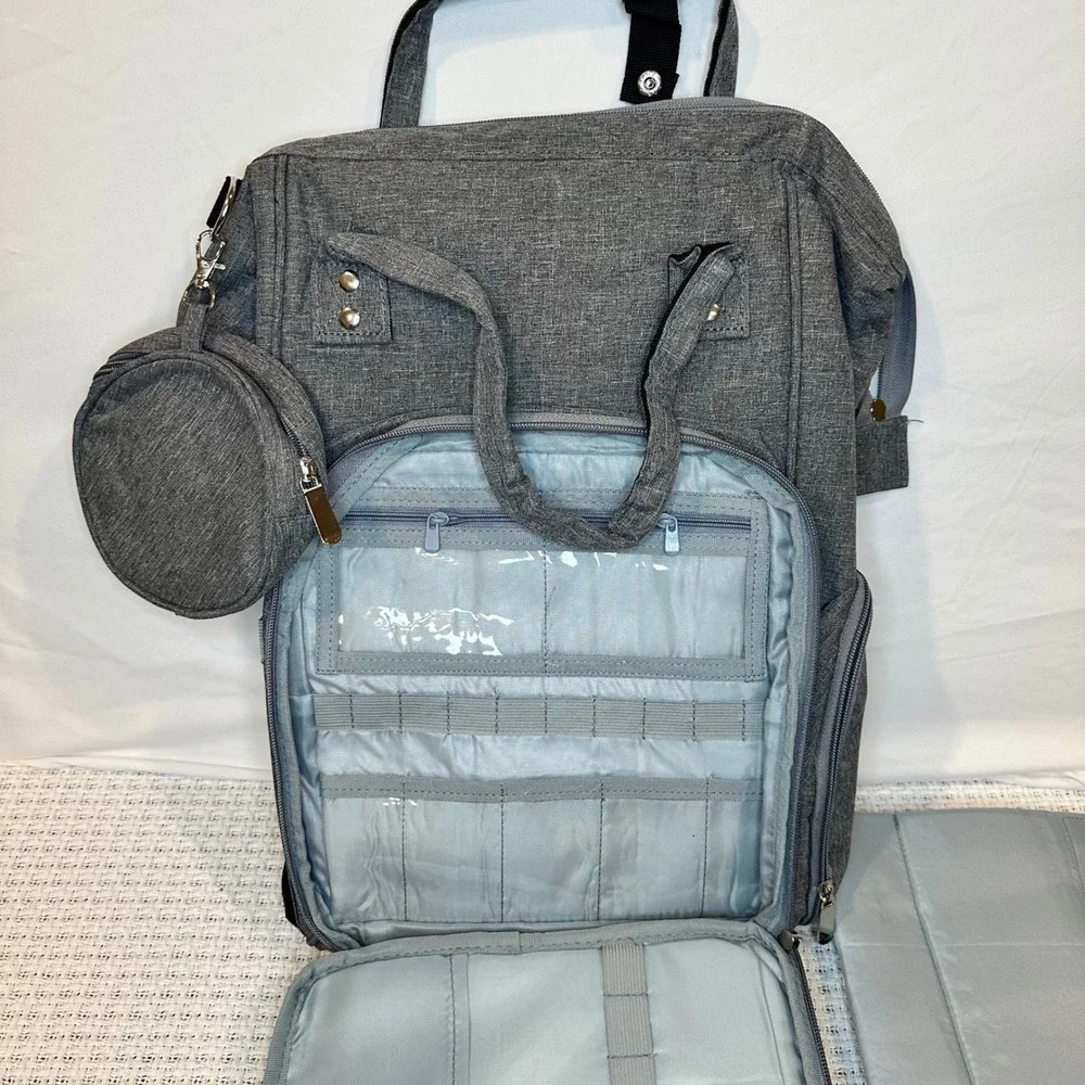 Hooks & Needles Knitting Crochet Organizer Backpack Gray Yarn Storage Bag‎ Large